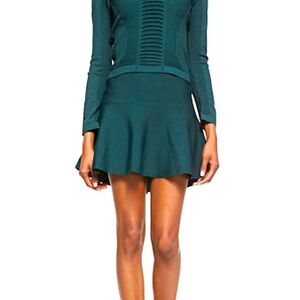 Parker Green Fit and Flare Knit Skirt Size Small High Waist Flouncy Hem